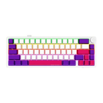 Клавиатура Lorgar KBP70MW, безжична, механична, Toxic Purple Linear суичове, гейминг, RGB подсветка, бяла, USB | JAR Computers Lorgar KBP70MW White LRG-KBP70MW-WH-US