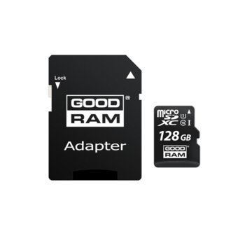 Карта памет 128GB microSDHC с адаптер, Goodram M1AA-1280R11, Class 10 UHS-I, скорост на четене 60 MB/Sec, скорост на запис 10 MB/Sec | JAR Computers 128GB Goodram M1AA-1280R11