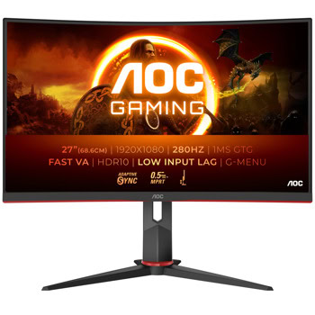 Монитор AOC C27G2Z3/BK, 27" (68.58cm) Curved VA панел, 280Hz, Full HD, 0.5ms, 80 000 000:1, 300cd/m2, DisplayPort, HDMI | JAR Computers AOC C27G2Z3/BK