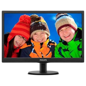 Монитор Philips 193V5LSB2/10, 18.5"(46.99см) Wide WXGA TFT LCD панел, 5 ms, 200 cd/m2, VGA | JAR Computers 19 LED PHILIPS 193V5LSB2/10, 10Mln:1, 5ms, D-Sub