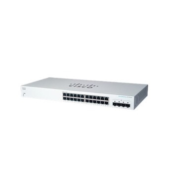 Суич Cisco CBS220 CBS220-24P-4G-EU, 1000Mbps, 28 порта, 24x 10/100/1000 Mbps, 4x 1G SFP | JAR Computers Cisco CBS220 Smart 24-port GE, PoE, 4x1G SFP