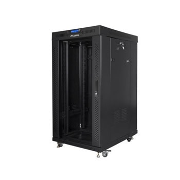 Комуникационен шкаф Lanberg FF01-8822-12BL, 19", 22U, 123.9 x 80 x 80 cm, товароносимост до 1200кг, термостат, черен | JAR Computers Lanberg FF01-8822-12BL