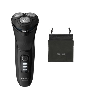 Самобръсначка Shaver 3200 S3233/52, за мокро или сухо бръснене, безжична, до 60 минути време на работа, PowerCut система ножчета, дисплей, черна image