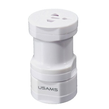 Преходник Usams CC003 Universal Plug, 100-250V, 10A, бял | JAR Computers Usams CC003 Universal Plug