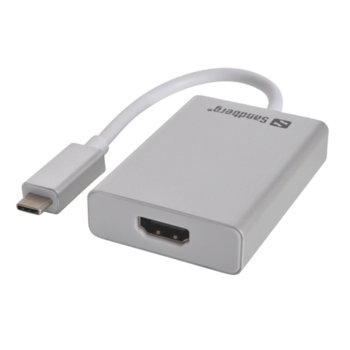 Преходник Sandberg 136-12, USB 3.1 Type C(м) към HDMI(ж), бял | JAR Computers Sandberg 136-12 USB 3.1 Type C(м) към HDMI(ж)