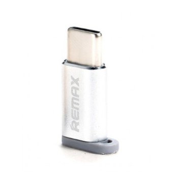 Преходник Remax, от USB C(м) към USB microB (ж), сребрист | JAR Computers Remax от USB C(м) към USB microB (ж) 17158