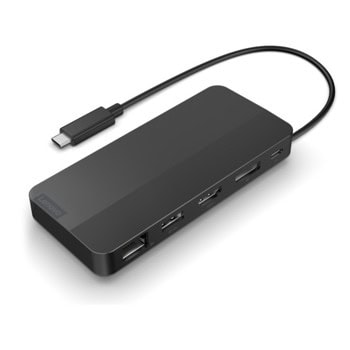 Докинг станция Lenovo Travel Dock (40B90100EU), от USB-C към 2x USB-C, 1x USB-A, 1x DisplayPort, 1x HDMI, 1x RJ45, черна | JAR Computers Докинг станция Lenovo Travel Dock 40B90100EU