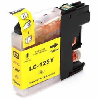 Тонер касета за Brother DCP J4110dw /MFC J4410dw/MFC J4510dw/MFC J4610dw /J4710dw /J6520dw/J6720dw/J6920DW, Yellow - LC125YXL - 16256 - Неоригинален, Заб.: 1200 k | JAR Computers Тонер за Brother DCP J4110dw LC125YXL 1200 k