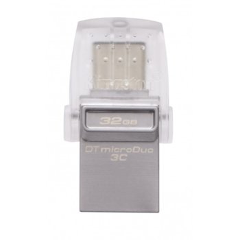 Памет 32GB USB Flash Drive, Kingston DataTraveler microDuo 3C, USB-A/USB-C 3.1, сребриста | JAR Computers 32GB Kingston DT microDuo 3C DTDUO3C/32GB