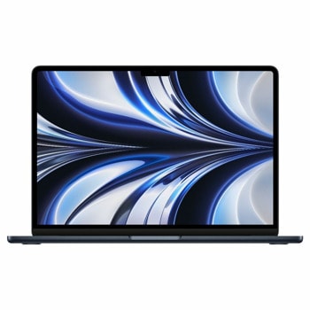 Лаптоп Apple MacBook Air 13.6 M2 (MLY43ZE/A)(син), осемядрен Apple M2 3.50 GHz, 13.6" (34.54 cm) WQXGA IPS Display, 8GB RAM, 512GB SSD, 2x Thunderbolt 4, Mac OS | JAR Computers Apple MacBook Air 13.6 M2 512GB - Midnight