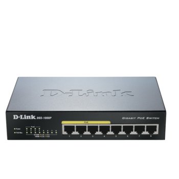 Суич D-Link (DGS-1008P), 8 port 1000Mbps | JAR Computers D-Link 8-port 10/100/1000