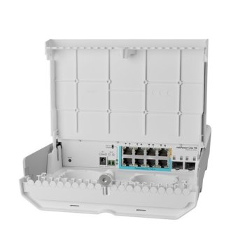 Суич MikroTik CSS610-1Gi-7R-2S+OUT, 8 порта, 8x 10/100/1000 Mbps, 8x PoE, 2x SFP+, външен | JAR Computers MikroTik CSS610-1Gi-7R-2S+OUT