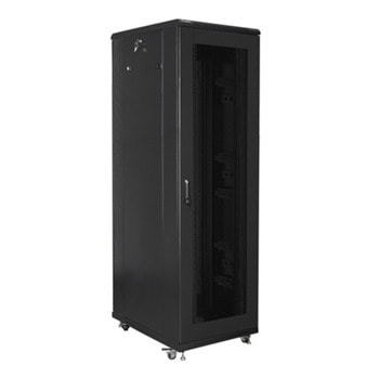 Комуникационен шкаф Lanberg FF01-8842-23B в комплект с вентилаторен блок Lanberg AK-1502-B, 19", 42U, 800x800, товароносимост 800кг, черен image