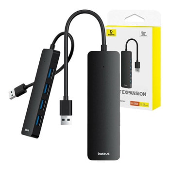 USB хъб Baseus 4 in 1 UltraJoy Lite Black, 4 порта, от USB Type-A към 4x USB 3.0 Type-A | JAR Computers Baseus 4 in 1 UltraJoy Lite Black B0005280B111-00