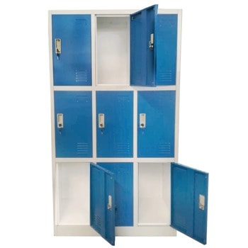 Метален шкаф RFG DZX-076/RAL5017, 9x шкафове, прахово боядисан, метален, заключване, вентилационен отвор, сив/син | JAR Computers RFG DZX-076/RAL5017