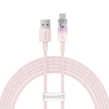 Кабел Baseus Explorer CATS010404, от USB A(м) към USB C(м), 1m, 100W, розов | JAR Computers Baseus Explorer CATS010404 pink