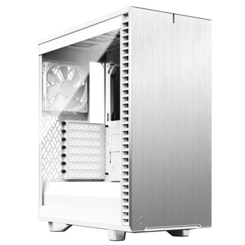 Кутия Fractal Design Define 7 Compact White TG Light Tint, /ATX/mATX/mITX, USB 3.1 Gen 2 Type-C, 2 x USB 3.0, 2 x USB 2.0, бяла, без захранване | JAR Computers Fractal Design FD-C-DEF7C-04