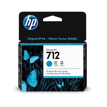 Касета за HP DesignJet T230/T250/T630/T650 24-in T630/T650 36-in - Cyan - 3ED67A - HP 712 - Оригинална, Заб.: 29ml капацитет | JAR Computers HP 712 29-ml Cyan Ink Cartridge 3ED67A