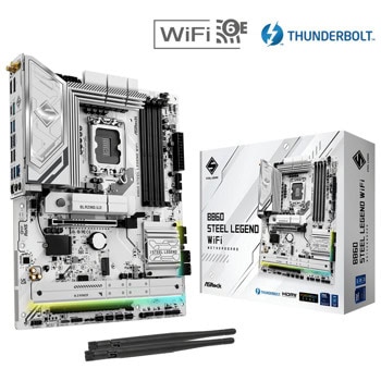 Дънна платка ASRock B860 Steel Legend WIFI, B860, LGA1851, DDR5, PCI-E 5.0 (TB4&DP&HDMI), 4x SATA 6Gb/s, 1x Blazing M.2 slot, 3x M.2 slots, 1x Thunderbolt 4, 2x USB 3.2 Gen 2 Type-A, 2.5GbE LAN, Wi-Fi 6E, Bluetooth 5.3, ATX | JAR Computers ASRock B860 STEEL LEGEND WIFI