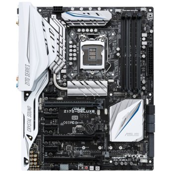 Дънна платка Asus Z170-DELUXE, Z170, LGA1151, DDR4, PCI-E 3.0 (DP&HDMI)(SLI&CFX), SB7.1, DTS Connect, 2x Lan1000, Wi-Fi 802.11/ac, Bluetooth v4.0, 6x SATA 6Gb/s RAID 0,1,5,10, 1x SATA Express port, 1x M.2 x4 Socket 3, 5x USB 3.1 (Type-A), ATX | JAR Computers Asus Z170-DELUXE