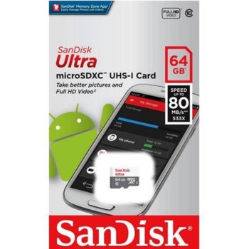 SanDisk MICRO SD ULTRA 64GB SDSQUNS-064G-GN3MN