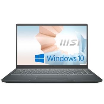 Лаптоп MSI Modern 14 B11MO (9S7-14D314-009-16GB)(сив), четириядрен Tiger Lake Intel Core i5-1135G7 4.2 GHz, 14.0" (35.56 cm) Full HD IPS Anti-Glare Display, (HDMI), 16GB DDR4, 512GB SSD, 1x Type-C, Windows 10 Home | JAR Computers MSI Modern 14 B11MO 9S7-14D314-009-16GB
