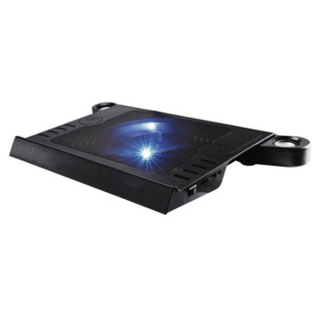 Охлаждаща подложка за лаптоп Hama Aluminium, за лаптопи до 15,6" (39.62 cm), синя подсветка, черна image