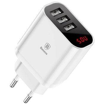 Зарядно устройство Baseus Mirror Travel, от контакт към 3x USB A(ж), 5V, 3.4A, 17W, бяло image