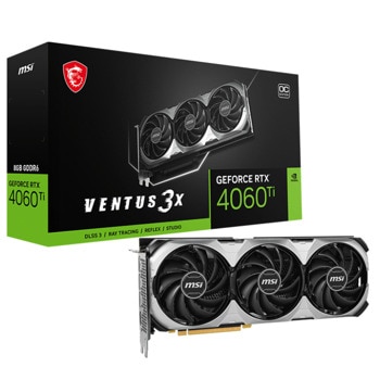 Видео карта nVidia GeForce RTX 4060 Ti, 8GB, MSI Ventus 3X, OC, PCI-E 4.0, GDDR6, 128-bit, DisplayPort, HDMI | JAR Computers MSI GeForce RTX 4060 Ti VENTUS 3X 8G OC