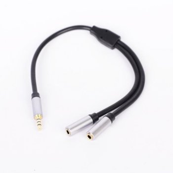 Кабел Royal CABLE-415HQ, от 3.5mm жак(м) към 2x 3.5mm жак(ж), 0.2m, черен, позлатени конектори | JAR Computers Royal CABLE-415HQ 21015053