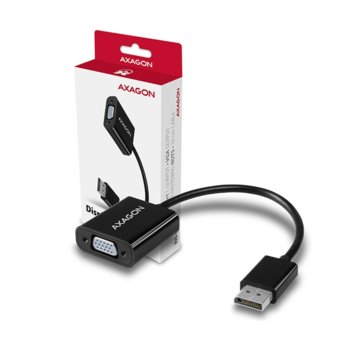 Адаптер Axagon RVD-VGN, от Display Port(м) към VGA(ж), 1920x1200, DP 1.1a, черен | JAR Computers Axagon RVD-VGN