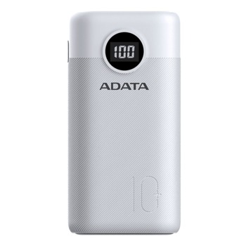 Външна батерия /power bank/ Adata P10000QCD, 10 000 mAh, бяла, 1x USB-C двупосочно, 2x USB-A, PD/QC 3.0, LCD дисплей | JAR Computers Adata P10000QCD Power Bank White AP10000QCD-DGT-CW