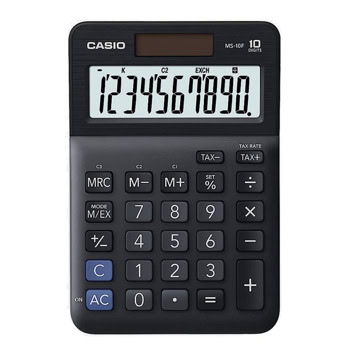 Калкулатор Casio MS-10 F, 10 разряден дисплей, настолен, промяна на знака (+/-), TAX функция, независима памет, черен | JAR Computers Casio MS-10 F