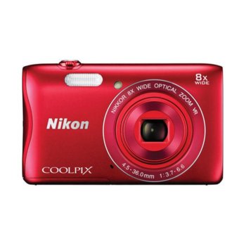 Nikon CoolPix S3700 (Red) + калъф + карта 8GB