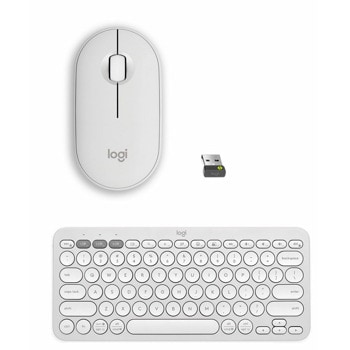 Комплект клавиатура и мишка Logitech K380s + M350s (920-012240), безжични, 1000dpi, Bluetooth, бели | JAR Computers Logitech K380s + Logitech M350s 920-012240