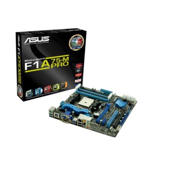 Дънна платка Asus F1A75-M PRO, AMD A75 FCH, FM1, DDR3, 2xPCI-E(CF)(HDMI & DVI), SB7.1, Lan1000, 6x SATA 6Gb/s RAID 0,1,10, 4xUSB3.0, uATX | JAR Computers Asus F1A75-M PRO