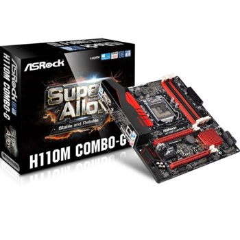 Дънна платка ASRock H110M Combo-G, H110, LGA1151, DDR4/DDR3/DDR3L, PCI-E (HDMI&DVI), 4x SATA 6.0Gb/s, 2x USB 3.0, micro ATX | JAR Computers ASRock H110M Combo-G