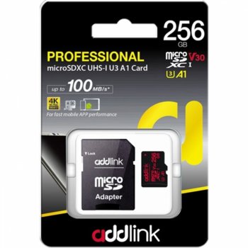 ADDLINK 256GB Micro SD V30 Pro AD256GBMSXU3A