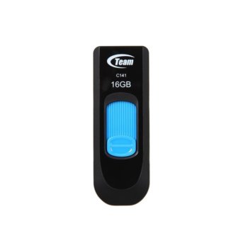 Памет 16GB USB Flash Drive, Team Group C141, USB 2.0, черна-синя | JAR Computers 16GB Team Group C14 Blue TC14116GL01
