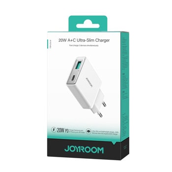 joyroom super slim dual port 20w бял