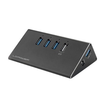 USB хъб LC-Power LC-HUB-ALU-2B-4, 3x USB 3.0, черен | JAR Computers LC-Power LC-HUB-ALU-2B-4