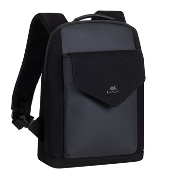 Раница за лаптоп Rivacase 8521 Black, до 13.3" (33.78 cm), изкуствена кожа и канава от 100% памук, отделение за таблет, черна | JAR Computers Rivacse 8521 BLACK