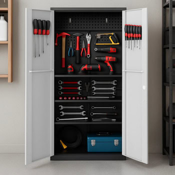 метален шкаф carmen cr-1226 l sand черен-сребърен