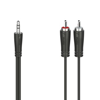Кабел HAMA 200720, от AUX(м) към 2x Chinch(м), 1.5m, черен | JAR Computers Hama 200720 3.5 mm жак 2 x Чинч 1.5м Черен