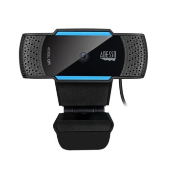 Уеб камера Adesso CyberTrack H5, Full HD(30fps), 2x шумопотискащи микрофони, USB, черна image