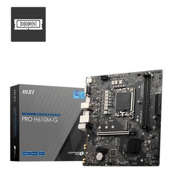 Дънна платка MSI PRO H610M-G, H610M, LGA1700, DDR5, PCIe 5.0 (HDMI&DP&VGA), 1x M.2, 4x SATA 6Gb/s, 2x USB 3.2 Gen 1, mATX | JAR Computers MSI PRO H610M-G DDR5