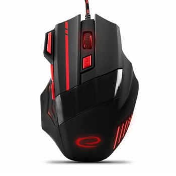 Мишка Esperanza Wolf Red, оптична (2400 dpi), USB, черно-червена, гейминг, 7 бутона | JAR Computers Мишка Esperanza Wolf Red MX201R