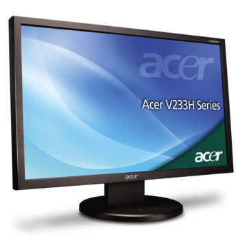 Монитор 23" (58.42 cm) Acer V233HAbd FULL HD, 5ms 80 000:1 300cd/m2, DVI, TCO'03, черен, 3г. | JAR Computers 23" (58.42 cm) Acer V233HAbd FULL HD