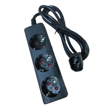 Разклонител Eaton 1010081, 3 гнезда, IEC C14 - Schuko 10A, черен | JAR Computers Eaton Output cable IEC-Schuko 10A 1010081