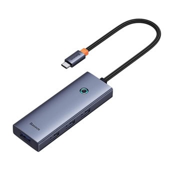 USB Хъб Baseus B0005280A813-03, 4 порта, от USB Type-C към 4x USB 3.0, сив | JAR Computers USB Хъб Baseus BASB0005280A813-03